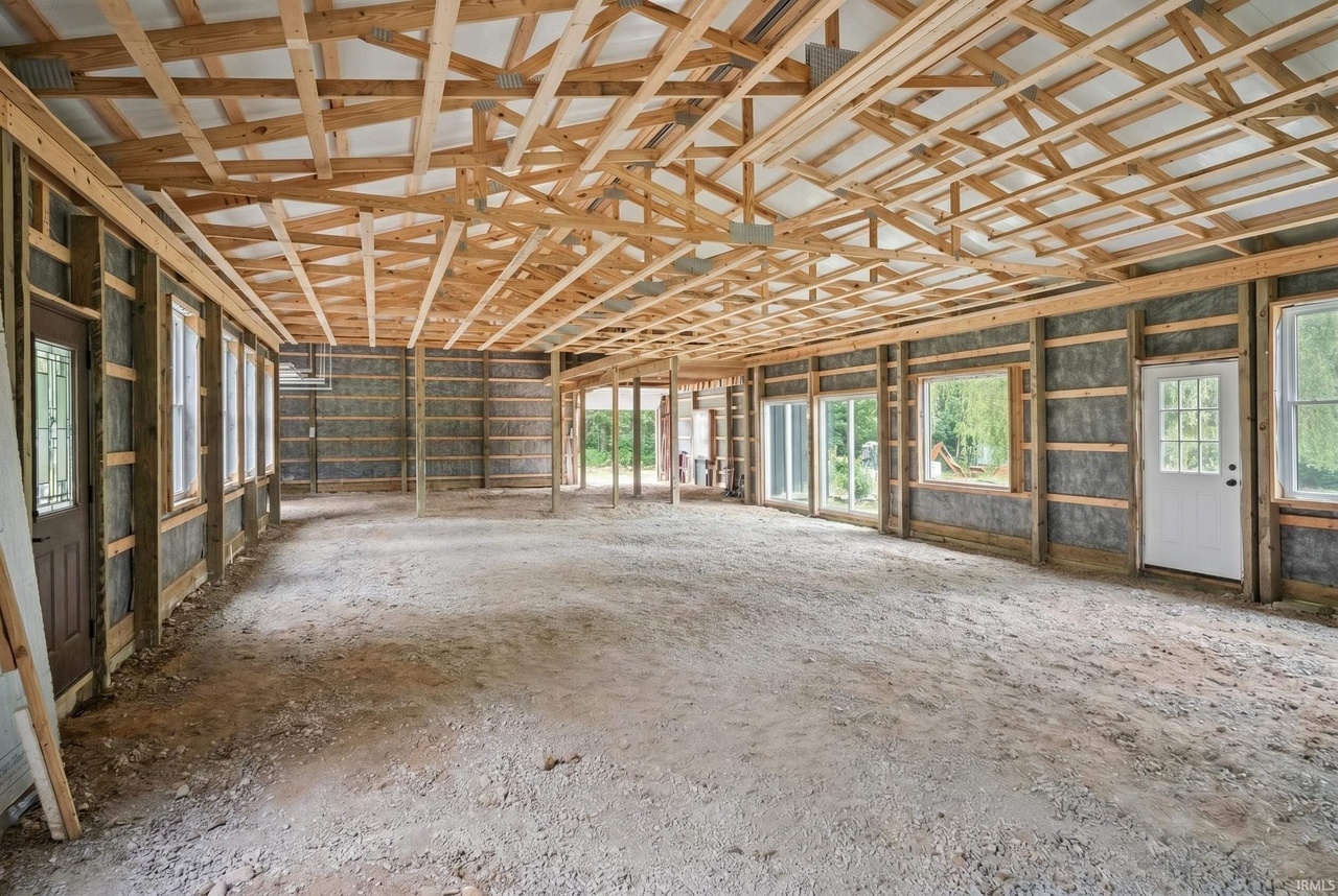 Interior view of the barndominium shell at Walnut Grove